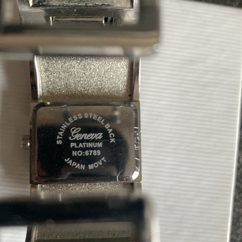 Geneva Silvertone Colorful Rhinestone Cuff Watch. - Picture 4 of 7
